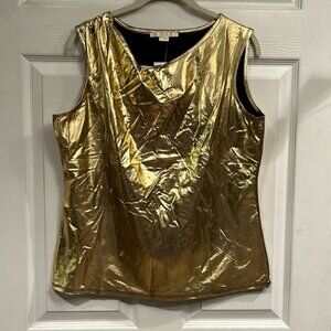 Cooper & Ella brand size M pullover metallic gold sleeveless top- NWT